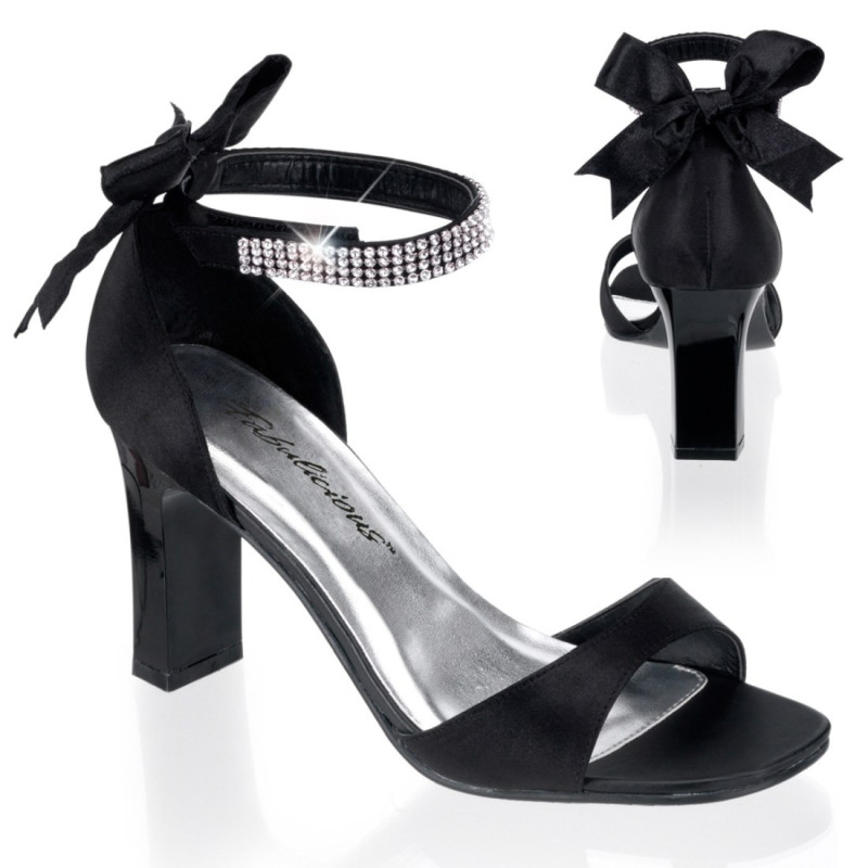 Pleaser Pink Label ROMANCE-372 Black Satin Sale Women Pleaser Pink Label ROMANCE-372 Black Satin Sale Women