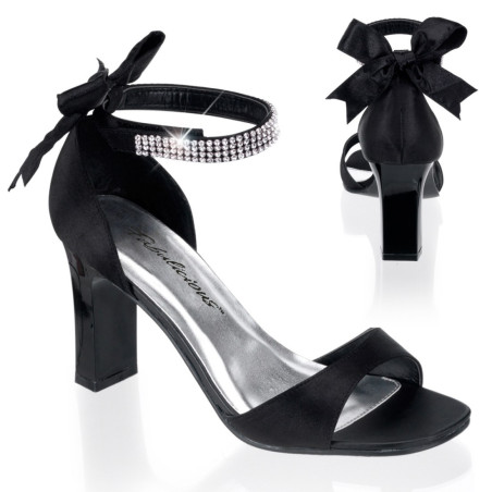 Pleaser Pink Label ROMANCE-372 Black Satin Sale Women