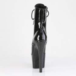 Pleaser ADORE-1021GP Black Glitter Patent Ankle Boots