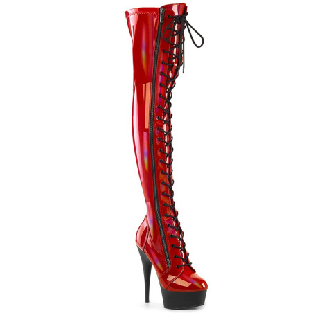 Pleaser DELIGHT-3029 Red Hologram Patent Black Sale