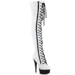 Pleaser DELIGHT-3029 White Hologram Patent Black Sale