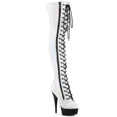 Pleaser DELIGHT-3029 White Hologram Patent Black Sale