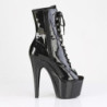 Pleaser ADORE-1021GP Black Glitter Patent Ankle Boots