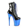 Pleaser FLAMINGO-1020 Black Patent Blue Chrome Sale