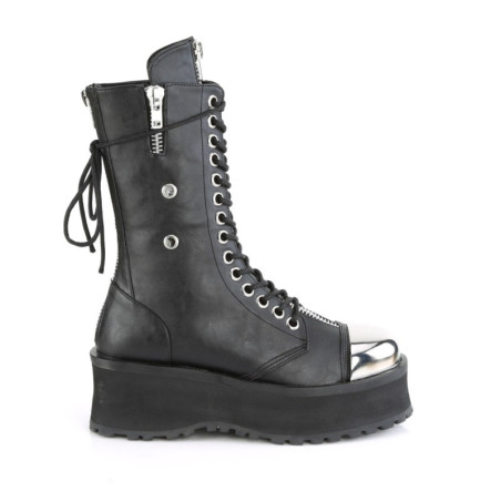 Pleaser FLAMINGO-1020 Black Patent Silver Chrome Sale