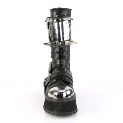 Pleaser FLAMINGO-1020 Black Patent Silver Chrome Sale