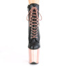 Pleaser FLAMINGO-1020 Black Vegan Leather Rose Gold