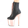 Pleaser FLAMINGO-1020 Black Vegan Leather Rose Gold