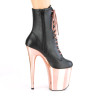Pleaser FLAMINGO-1020 Black Vegan Leather Rose Gold