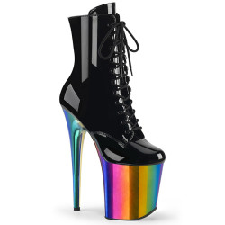 Pleaser FLAMINGO-1020RC Black Patent Rainbow Chrome