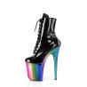 Pleaser FLAMINGO-1020RC Black Patent Rainbow Chrome