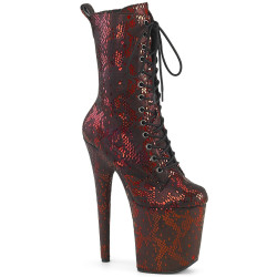 Pleaser FLAMINGO-1040SPF Red Metallic Snake Print Fabric