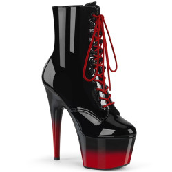 Pleaser ADORE-1020BR-H Black Patent Black-Red Boots