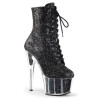 Pleaser ADORE-1020G Black Glitter Women's Ankle Boots
