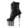 Pleaser ADORE-1020G Black Glitter Women's Ankle Boots