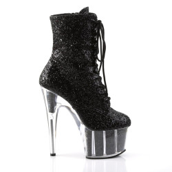 Pleaser ADORE-1020G Black Glitter Women's Ankle Boots