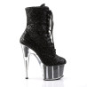 Pleaser ADORE-1020G Black Glitter Women's Ankle Boots