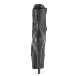Pleaser ADORE-1020PK Black Vegan Leather Ankle Boots
