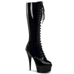 Pleaser DELIGHT-2023 Black Platform Stiletto Boots
