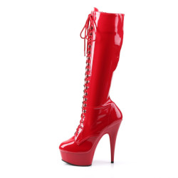 Pleaser DELIGHT-2023 Red Platform Stiletto Boots