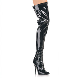 Devious DOMINA-3000 Patent Stiletto Heeled Thigh Boots