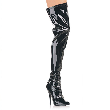 Devious DOMINA-3000 Patent Stiletto Heeled Thigh Boots