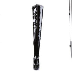 Devious DOMINA-3000 Patent Stiletto Heeled Thigh Boots