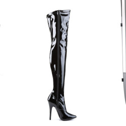 Devious DOMINA-3000 Patent Stiletto Heeled Thigh Boots