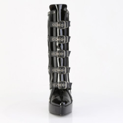 Devious INDULGE-1038 Black Patent Women's Ankle Boots