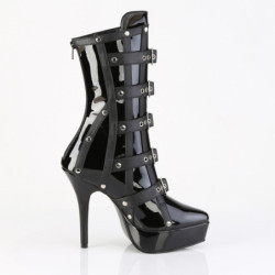 Devious INDULGE-1038 Black Patent Women's Ankle Boots