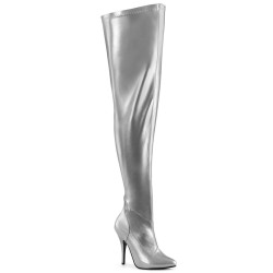 Pleaser SEDUCE-3000WC Silver Wide Shaft Thigh Boots