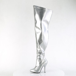 Pleaser SEDUCE-3000WC Silver Wide Shaft Thigh Boots