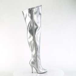 Pleaser SEDUCE-3000WC Silver Wide Shaft Thigh Boots