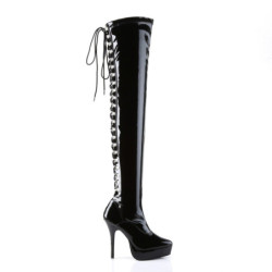 Devious INDULGE-3063 Patent Platform Thigh High Boots