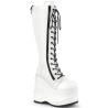 Demonia WAVE-200 White Vegan Platform Wedge Knee Boots