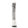 Demonia WAVE-200 White Vegan Platform Wedge Knee Boots