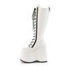 Demonia WAVE-200 White Vegan Platform Wedge Knee Boots