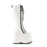 Demonia WAVE-200 White Vegan Platform Wedge Knee Boots
