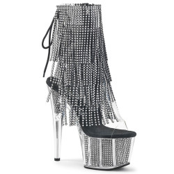 Pleaser ADORE-1017SRS Transparent Black Strass Boots
