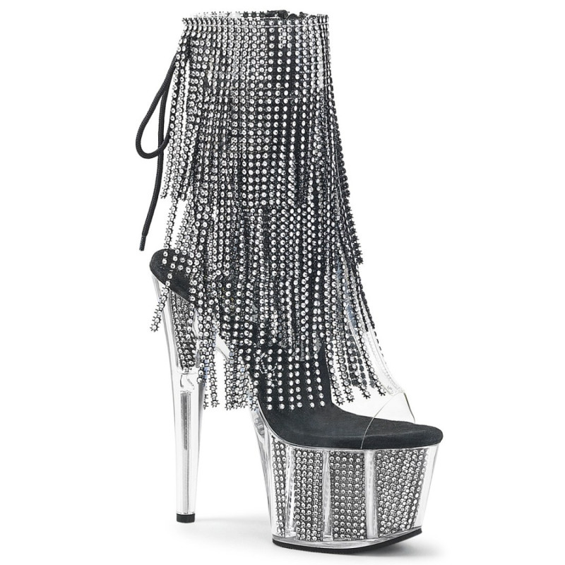 Pleaser ADORE-1017SRS Transparent Black Strass Boots Pleaser ADORE-1017SRS Transparent Black Strass Boots