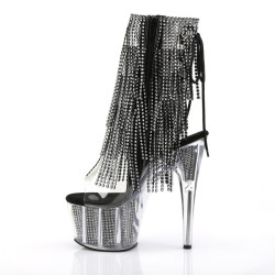 Pleaser ADORE-1017SRS Transparent Black Strass Boots
