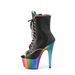 Pleaser ADORE-1021RC-02 Black Vegan Leather Rainbow
