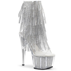 Pleaser ADORE-1017SRS Transparent Silver Strass Boots