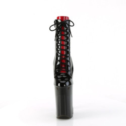 Pleaser INFINITY-1020FH Black-Red Patent Ankle Boots