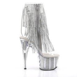 Pleaser ADORE-1017SRS Transparent Silver Strass Boots