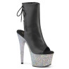 Pleaser ADORE-1018LG Black Vegan Leather Silver Glitter