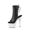 Pleaser ADORE-1018LG Black Vegan Leather Silver Glitter