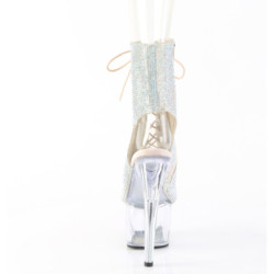 Pleaser ADORE-1016C-RS Silver Strass Transparent Boots