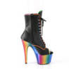 Pleaser ADORE-1021RC-02 Black Vegan Leather Rainbow