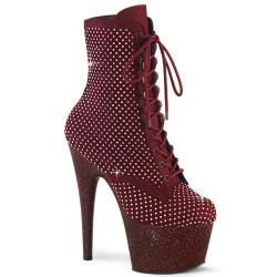 Pleaser ADORE-1020RM Burgundy Vegan Suede Strass Mesh